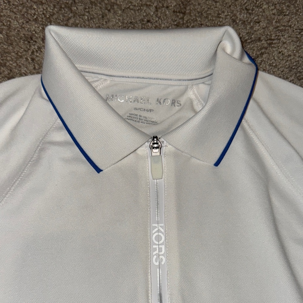 Michael Kors White Polo Shirt with Blue Accents - Picture 2 of 5